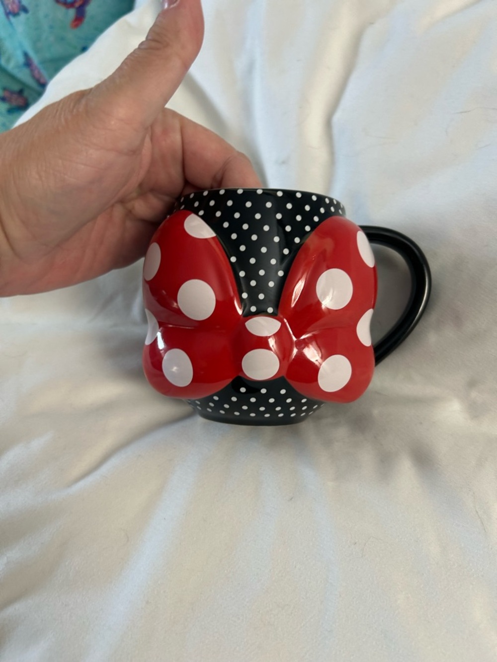 Disney Parks Minnie Polka Dot Bow Ceramic Mug - Red, Black & White